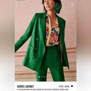 Sezane Agnes blazer in garden green, size 6 (38).